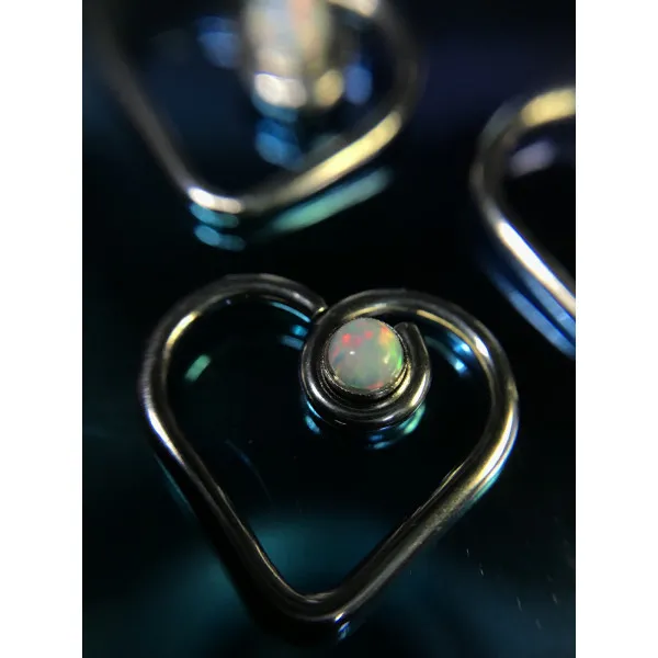 Кольцо разжимное " Сердце с опалом"