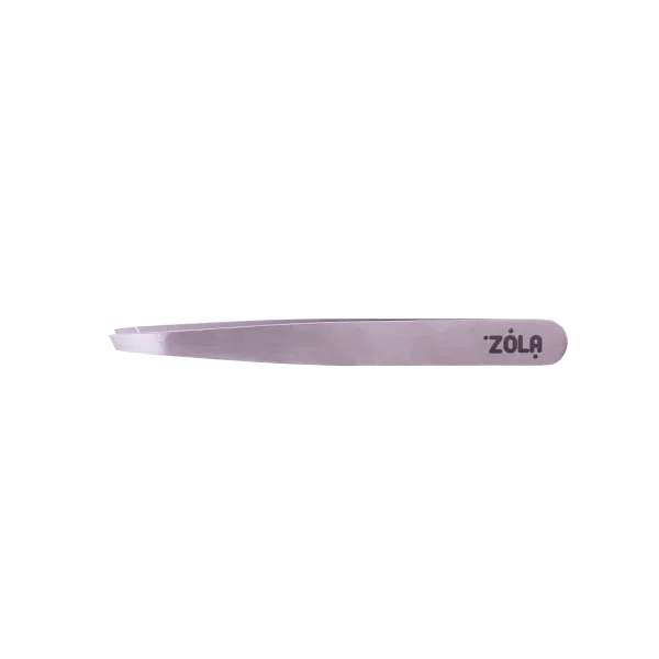 Professional tweezers for eyebrows SILVER slanted ZOLA