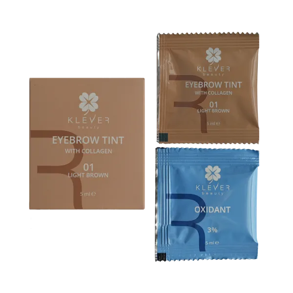 Фарба для брів з колагеном у саше 01 Light Brown Klever Beauty