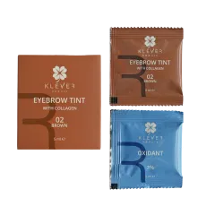 Фарба для брів з колагеном у саше 02 Brown Klever Beauty