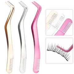 Eyelash extension tweezers with comb