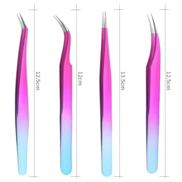 Eyelash extension tweezers Rainbow curved