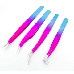 Eyelash extension tweezers 3D straight patterned Pink