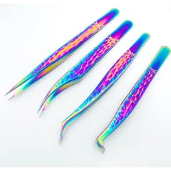 Eyelash extension tweezers 3D curved with a Chameleon