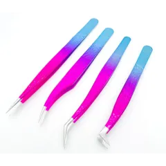 Eyelash extension tweezers 3D patterned pliers Pink