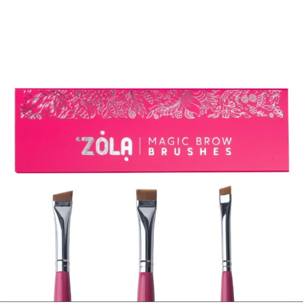 Набір пензлів для брів Magic Brow Brushes малиновий ZOLA