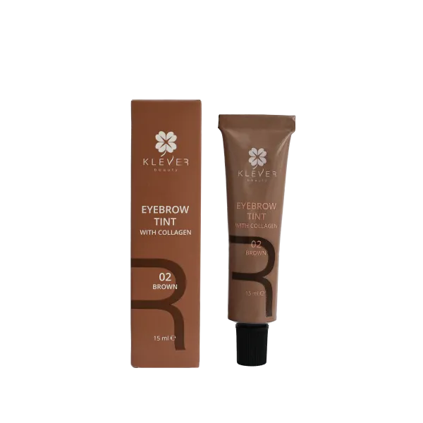 Фарба для брів із колагеном 02 Brown Klever Beauty