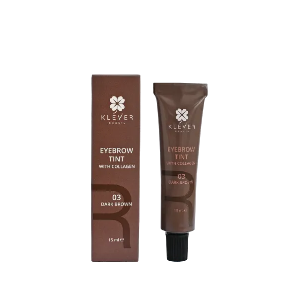 Фарба для брів із колагеном 03 Dark Brown Klever Beauty