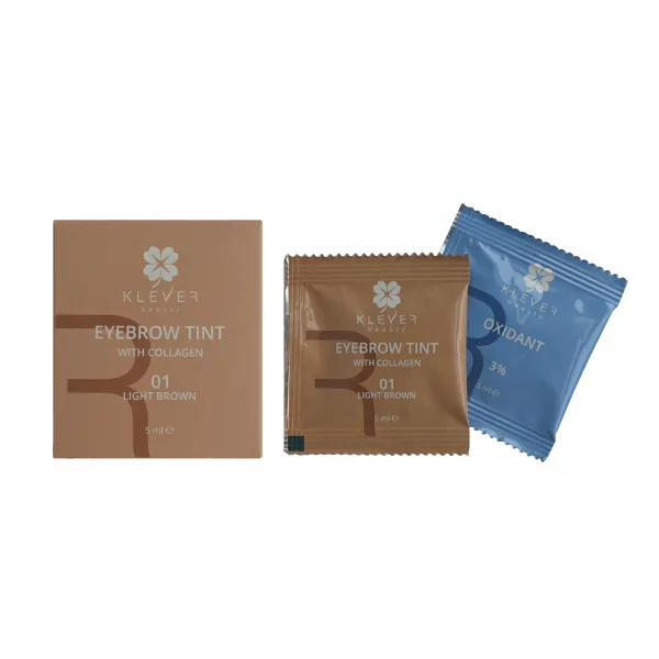 Фарба для брів з колагеном у саше 01 Light Brown Klever Beauty