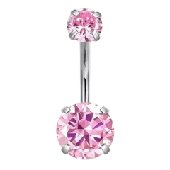 Сережки-банан для пупка Рожевий кристал