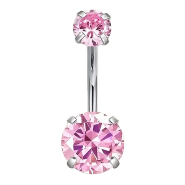 Сережки-банан для пупка Рожевий кристал