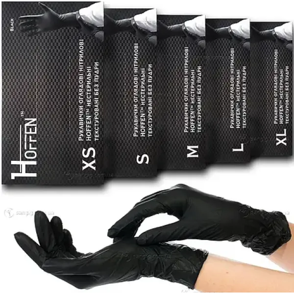 Перчатки нитриловые Hoffen черные