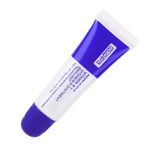 Healing lip balm Fougera with vitamins A and D in a blue tube