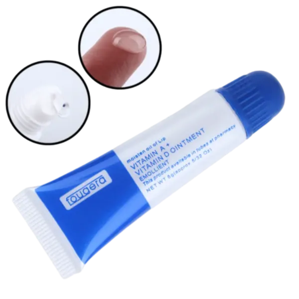 Healing lip balm Fougera with vitamins A and D in a blue tube
