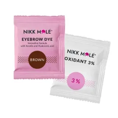 Eyebrow and eyelash dye with Brown NIKK MOLE oxidizer