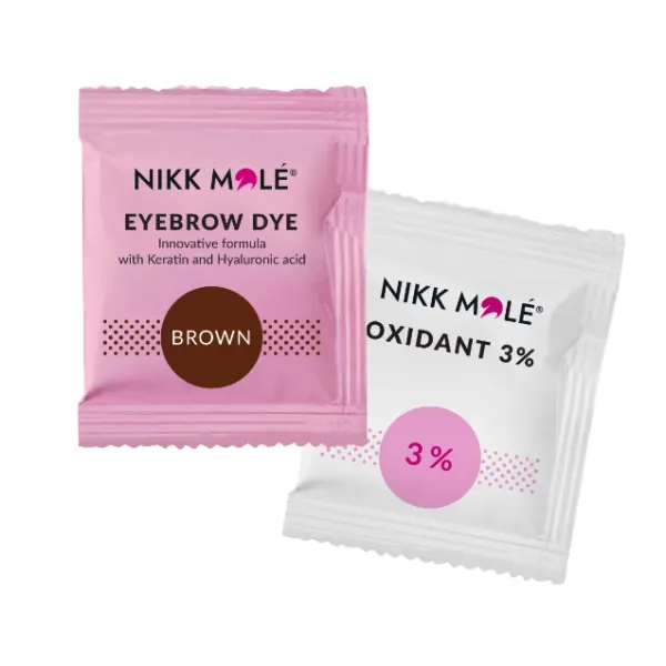 Eyebrow and eyelash dye with Brown NIKK MOLE oxidizer