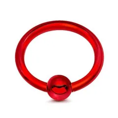 Серьга кольцо с шариком "Универсальная" цвет красный