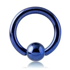 Серьга кольцо с шариком "Универсальная" цвет синий