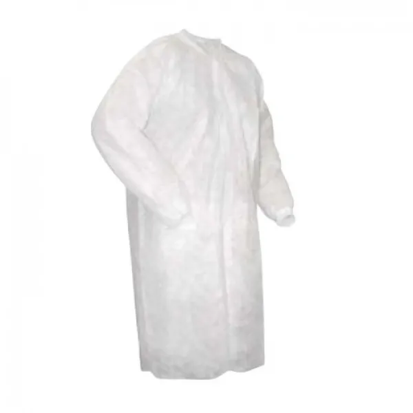 White disposable robe with Velcro